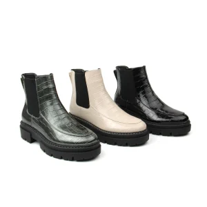 New Arrival Elastic Ankle Fall Winter Pu Waterproof Platform Work Bottes Lady Women’s Boots Shoes for Ladies Women