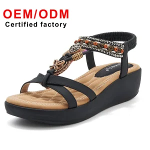 New Arrival Sandals Casual Comfortable Rhinestone Versatile Beach Sandals Large Size Wedge Heel Women’s Fashion Shoes Women