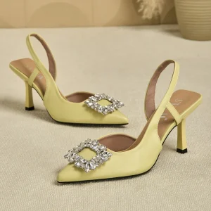 New Arrival Summer Women’s Plus Size Pointed Toe Slingback High Heels Buckle Strap Dress Pumps for Party Office