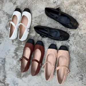New Arrival Women’s French Style Chic Mary Jane Flats Shallow Mouth Rubber Sole Casual Shoes for Spring Autumn