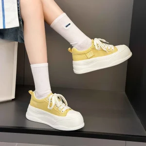 New Arrival Women’s Genuine Leather Casual Shoes Breathable Platform Elevated Sneakers Versatile Thick Sole