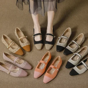 New Arrivals Custom Slip-On Queen’S Shoes Women’S Flat Sandals Knitted Square Toe Flats Summer Fashion Trend