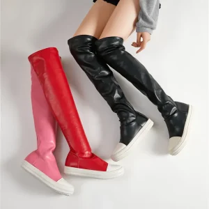 New Arrivals High Quality Women’s Boots Flat PU Leather Red Thigh High Other Trendy Shoes