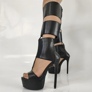 New Arrivals Trendy High Fashion Good Quality Leather Hollow Out Women’s High Boots