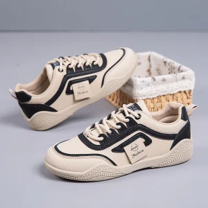 New Autumn Pu Soft soled Women’s Casual Anti slip Sports Board Shoes Light Durable and Versatile White Sneakers for Women