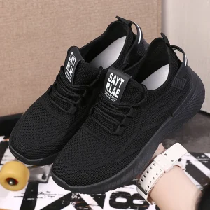 New Autumn Women’s Cow Leather Lace up Sneakers Mesh Shoes Breathable Lightweight Non slip Soft Sole Casual Cloth Lining