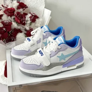 New BM Men’s Women’s Casual High Street Platform Lace-Up Chunky Printed All Seasons Genuine Leather Midsole Sneakers