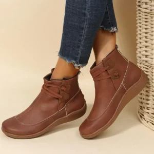 New Big Size Short Boots for Women Flat Bottom Solid Color Women’s Boots
