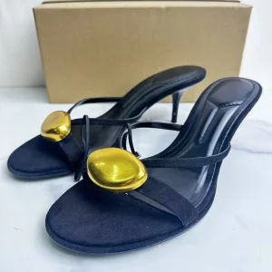 New Black High Heeled Women’s Sandals with Thin Heels for Outerwear and Flip Flops African Style