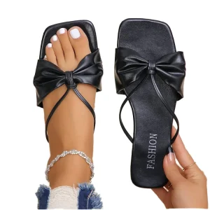 New Butterfly Waterproof Breathable Square Toe Flat Sandals Women’s Outdoor Slippers Soft Casual Flexible Beach Slippers