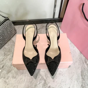 New Crystal Diamond Pointed Sequin Women’s Shoes High Heels Sandals Bow Single Shoes Wedding Shoes