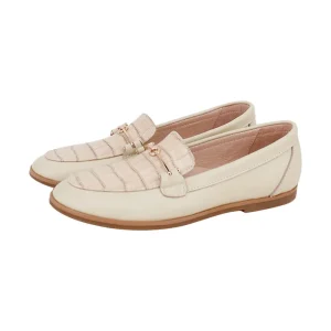 New Design Beige Normal Leather Texture Leather Women Ladies Loafer Shoes