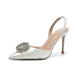 New Design Formal Women’s High Heel Sandals Wedding Chaussures Femmes Shining Rhinestone Shoes Belt Buckle for Ladies