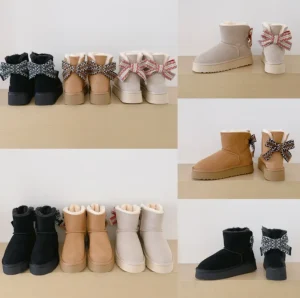 New Design Luxury Outdoor Adult Colsed Toe Shoes Suede Plush Winter Comfortable Warm Women Snow Casual Boots Waterproof