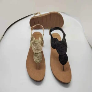 New Design Straw Look Casual Ladies Sandals Summer Classic Fashion Lightweight Outdoor Ladies Flat Sandals for Female and Women