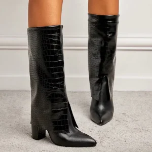 New Design Women’s Boots 10 cm High Heel Ladies Boots Shoes Sexy Boots Women Shoes Knee High Square Heel Shoes Women