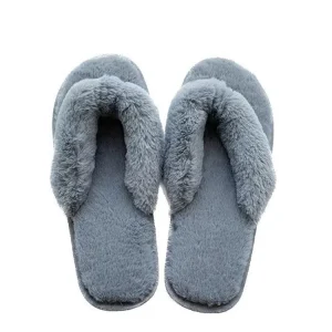 New Design Women’s Winter Fluffy Fur Slippers Soft Indoor Flat Floor Shoes with Flip Flops Ladies’ Home Slides