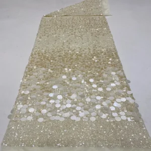 New Elastic Mesh Gradient 3+9+18mm Combination Sequin Embroidery Women’s Evening Gown Fashion Vest Fabric 100% Polyester