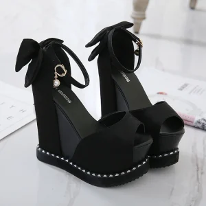 New European and American Fish Mouth Slope Heel 15cm Thick Bottom Ultra high Heel Women’s Sandals in Summer