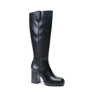 New European and American Style Square-toe Waterproof Platform Thick-heel High-heeled Knee-length Sleeve Women’s Boots