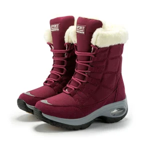 New Fashion Boots High Quality Keep Warm Mid-calf Snow Boots Shoes Woman Lace-up Ladies Platform Booties