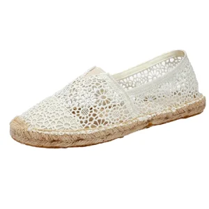New Fashion Breathable Closed Toe Walking Style Women’s Espadrilles Flats Spring Autumn Crochet Slip On Shoes
