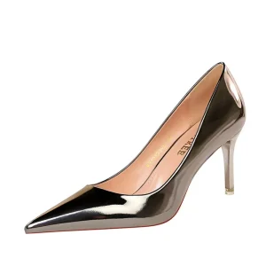 New Fashion Sexy Thin Heel High Stiletto Pointed Toe Slip On Solid Womens Nightclub Wedding Heels