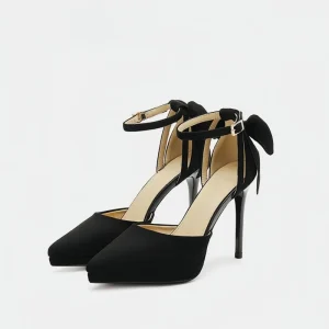 New High Quality Fashion Pointed Toe Satin High Heel Bow Sexy Pearl Stiletto Pumps Wedding Shoes for Bride