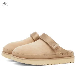 New High Quality Light Weight Summer Clogs For Women Closed Toe Platform Slip on Sandals 36 42 Genuine Suede Leather Mules