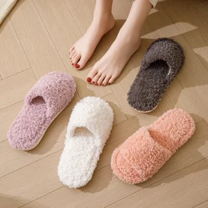 New LEAO Women’s Winter Fluffy Indoor Slippers Ins Cotton with EVA Outsole and Warm Cross Style for Europe and US