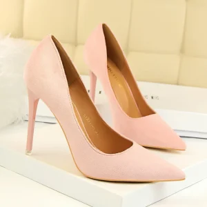 New Model Sexy Sleek Heel Low Cut Pointed Toe Velvet Club Heels for Women