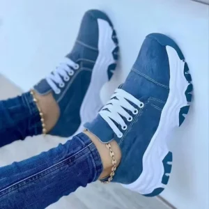 New Muffin Bottom Round Head Low Top Front Lace-Up Sports Casual Women’s Shoes