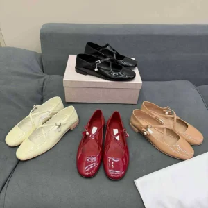 New Patent Leather Cross Strap Mary Jane Flats Round Toe Pearl Buckle Closure Women’s Shoes