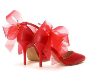 New Solid Colour Large Bow Elegant Ladies Bridal Shoes Pointed Fine Heel Non slip Flower Women Wedding Shoes Party Women’s Shoes