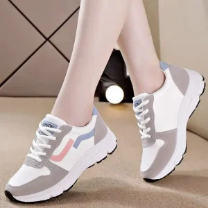 New Spring Autumn Women’s Sneakers Leather White Shoes Korean Style Versatile Flat Casual Shoes Soft Sole Running Shoes