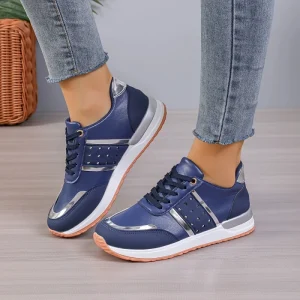 New Spring Autumn Women’s Sports Shoes European American Running Leisure Lace up Thick Bottom Color Sneaker Walking Shoes