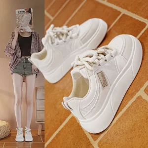 New Spring Autumn Women’s White Sneakers Korean Style Versatile Casual Board Shoes Ins Trendy Flat Shoes for Female