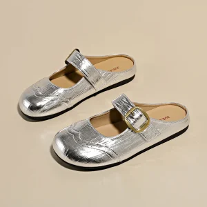 New Spring Summer Women’s Closed Toe Mules Low Cut Slip-On Flat Casual Shoes Lightweight Comfort Non-Slip Daily Walking Shoes