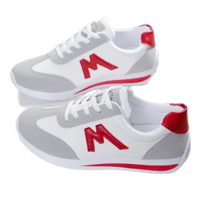 New Spring White Women’s Sports Large Size Breathable Flat EVA Insole Color Matching Sneakers Slip On Fashionable Student
