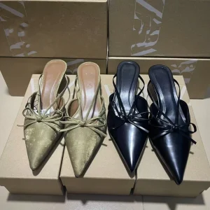 New Style Bowknot Pointed Toe High Heels Women’s European Style Headband Sandals Factory Direct Sale