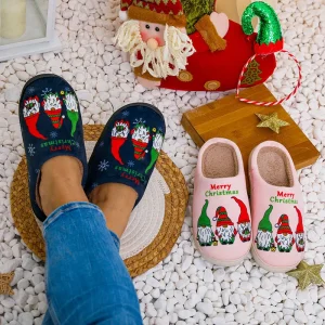 New Style Comfortable Home Cozy Cute Cartoon Christmas Little Dwarf Winter Men’s and Women’s Warm Cotton Slippers