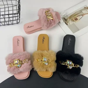 New Style Fashion Slippers Warm Plush Shoes Slide Home Slipper Adults Accessories Plush Shoes