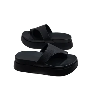 New Style High end Ladies Genuine Leather Shoe Flip flops Platform Small Size Autumn Spring Summer Flat Comfortable Beach