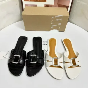 New Style Sexy Black Flat Rearless Fashion Sandals for Women Suitable for Wearing Outside Beach Shoes Factory