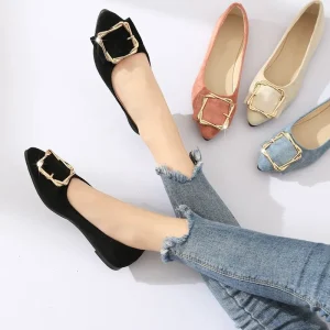 New Style Shallow Pointed Toe Low Heel Casual Loafers for Mothers Women’s Moccasins