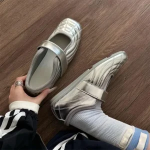 New Style Solid Height Increasing Square Toe Thick Sole Women’s One Strap Shallow Mary Jane Flats Casual