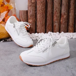 New Style Women’s Sports Shoes Spring Breathable Mesh Flat Shoes Lightweight Outdoor Lace up Walking Shoes
