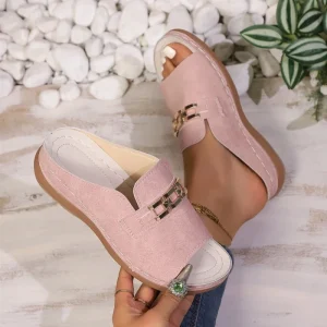 New Style Women’s Suede Wedge Sandals Factory Comfortable Open Toe Dress
