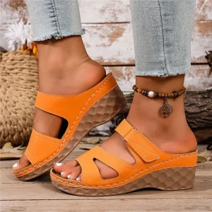 New Style Women’s Summer Slip on Open toe Sandals Thick Soles Platform Heels Sandals Beach style Open toe Large size Sandals