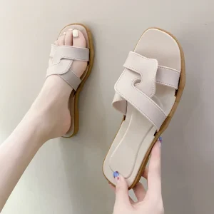 New Summer Slippers Women’s Shoes All Match Female Sandals One-word SlippersTrend Slides Flats Shoes for Women